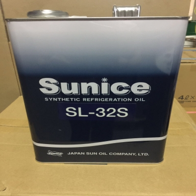 太陽冷凍油SUNICE SL-32S/68S是專為R134A、R404、R407、R507、R410A、R23、R508B等環保空調工業和環保冷凍設備工廠初裝而設計的多元醇酯類（POE）合成冷凍油。